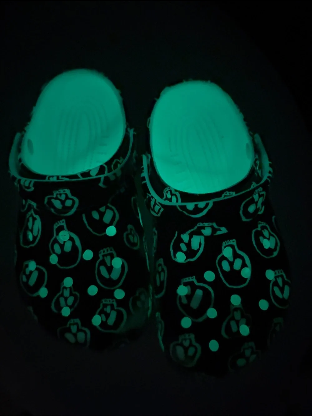 Crocs junior size 2, go in the dark shoes